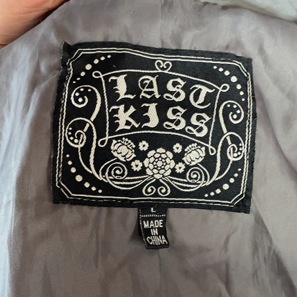 ☠️Last Kiss☠️ Grey Leather Bomber jacket. Size L - Picture 4 of 4